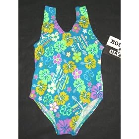 Girls 1 PC T-Back Racer Back Teal Multi Floral