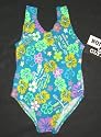 Girls 1 PC T-Back Racer Back Teal Multi Floral