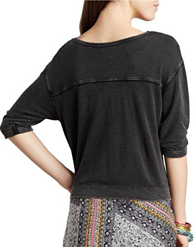 Free People Varsity Palm Pullover Tee, XS, Black Combo