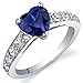 Dazzling Love 1.75 Carats Created Blue Sapphire Ring in Sterling Silver Rhodium Nickel Finish Sizes 5 to 9