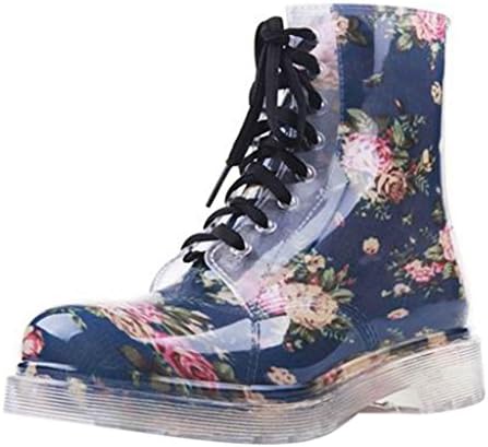 Hee Grand Women Crystal Jelly Martin Boots Rain Shoes US 8.5 DarkBlue
