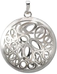 925 Sterling Silver Satin Finish Oval Cut-Out Puffy Pendant