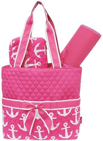 Hotpink & White Anchors Print 3pc. Baby NEW Born Diaper Bag by Zebragogog