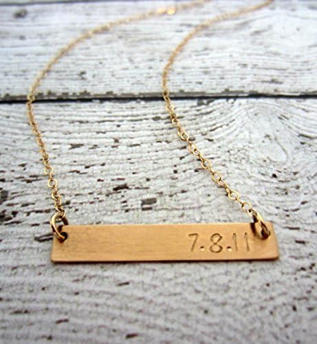 Name Necklace, Gold Bar Necklace, Layered Necklace, Hand Stamped Name Plate Necklace