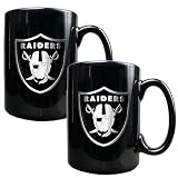 NFL Oakland Raiders Two Piece Black Ceramic Mug Set - Primary Logo