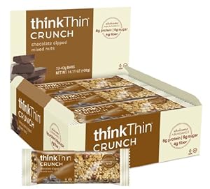 thinkThin Crunch, Chocolate Dipped Mixed Nuts, Gluten Free, 1.41-Ounce Bars (Pack of 10)