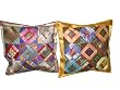 2 Dark Chocolate Red Zari Borders Toss Pillow Cushion Covers