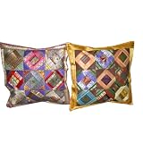 Gift For Her-2 Dark Chocolet Red Violet Pink Zari Borders Toss Pillow Cushion Coversby Mogulinterior
