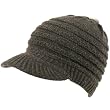 Winter Ribbed Knit Jeep Skully Skull Beanie Visor Charcoal Gray