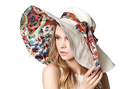 Eleter® Women's Large Wide Brim Floppy Visor Summer Foldable Beach Sun Hat (FBA)