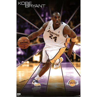 Los Angeles Lakers (Kobe Bryant, Dribbling Basketball) Sports Poster Print - 22x34