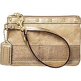 AUTHENTIC COACH GOLD METALLIC SIGNATURE STRIPE STUD WRISTLET 42015