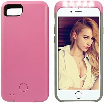 Iphone 6 Case With Portable Power Bank, Iphone 6s LED Flash Case , Ipeson LED Selfie Case With Power Bank 2600mAh for Iphone 6 6s , Adjustable LED Lights Pc + TPU csse,Hybrid Protection Case (Pink)