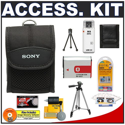Sony CyberShot LCS-CST Soft Carrying Case + NP-BG1 Battery + Accessory Kit for DSC-W120, DSC-W130, DSC-W200, DSC-W300, DSC-W200, DSC-W130, DSC-W200, DSC-W300 Digital Cameras
