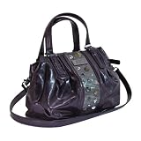 Versace Jeans Couture VJC E1VABB32 Eggplant/Purple Vintage Leather Like Studded Shoulder/Messenger Bag
