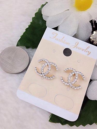 Sterling Gold Plated White Crystal Diamond Earrings.