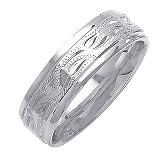 18K Fancy White Gold Wedding Band Width 7.0mm