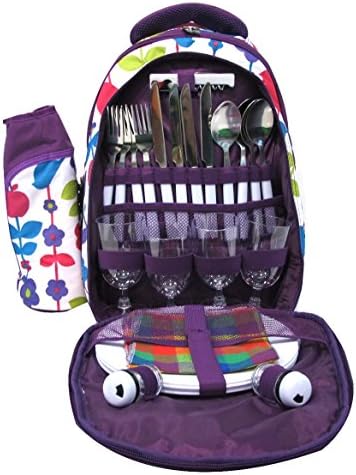 YetCHAN 4 Person Insulated Picnic Backpack with Flatware sets