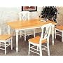 Country Butcher Block Oak & White Finish Wood Dining Table