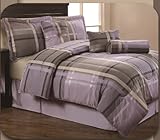 11 Piece Queen Madrid Purple Bed in a Bag Bedding Set