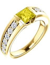 14K Yellow Gold 5.00x5.00mm Princess Cut Yellow Sapphire and Diamond Ring -- LIFETIME WARRANTY