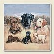 AbsorbaStone Coaster set~ Labrador Retriever - Rascals Become Legends ~4 Tile...