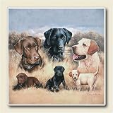 AbsorbaStone Coaster set~ Labrador Retriever - Rascals Become Legends ~4 Tile Drink Coasters ~ code 056