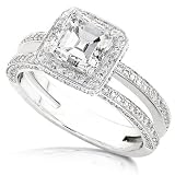 Search : One of a Kind 1-1/2ctw Certified Asscher Diamond Engagement Ring in 18kt White Gold (GH/SI)