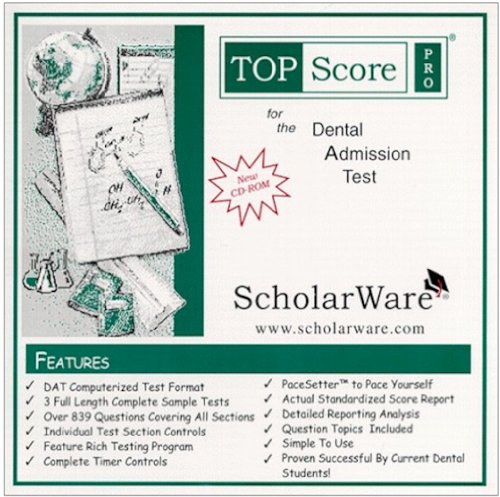 dental admission test dat computerized sample tests and guide topscore pro for the dat