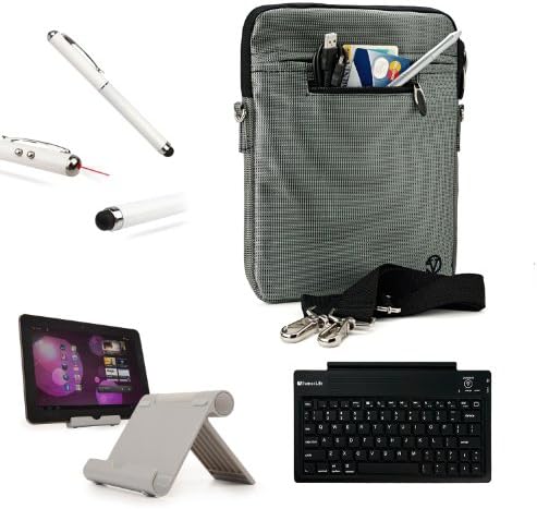 Water-Resistant Zipper Nylon Laptop Case Sleeve Bag For Apple iPad Air 2 (fits all Models & Gen) + Bluetooth Keyboard + Foldable Stand + Stylus Pen