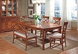 Oak Casual Dining Table with Side Chairs and a Bench