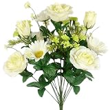 18" Silk Rose Gerberas Flowers Wedding Bouquet Cream #234