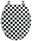 Puregadgets puregadgets black/white mosaic bathroom wc luxury toilet seat jh504