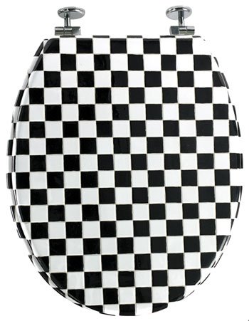 Puregadgets puregadgets black/white mosaic bathroom wc luxury toilet seat jh504