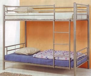 Modern Contemporary Silver Metal Twin Size Bunk Bed from Coaster