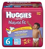 Huggies Supreme Natural Fit, Size 6, Super Mega, 44-Count (Pack of 2)
