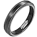 MNH Tungsten Ring Men Black Plating Wedding Band Women 4mm Matte Finish Comfort Fit Polished Edge 7-13