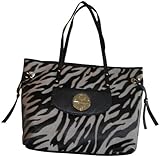 IMAGE OF Women's Anne Klein Purse Handbag Tote Embossed Mane-MMN Black/Ivory