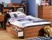 Logik Collection Twin Size Mate's Bed with Bookcase Headboard in Sunny Pine Finish By South Shore Furniture