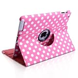 Yousave Accessories TM iPad 3 Pink Polka Dots Pattern Luxury 360 Rotating Swivel Stand Case