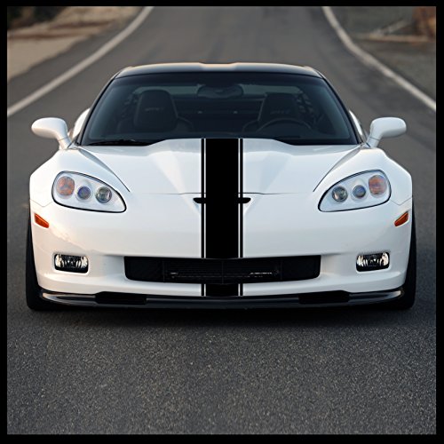 Racing Stripes - 4" 7" 12" - Vinyl Decal for Car Truck JDM Import Euro (7"x72", Matte Black)