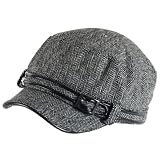 New Herringbone Tweed Military Cadet Cap Hat Black - Small / Medium