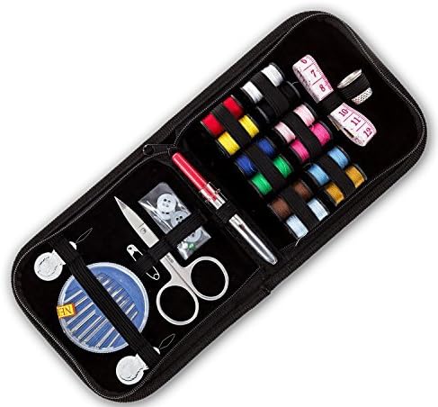 Travel Sewing Kit by Oventure - The Best Solution for Fashion Emergencies, Camping, College Dorms, Weddings, and Any Other Situation On-The-Go| High Quality Case with Zippered Enclosure | Lifetime Guarantee