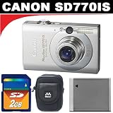 cheap Canon PowerShot SD770IS 10MP Digital Camera with 3x Optical Image Stabilized Zoom (Silver) + Advanced 2GB KIT