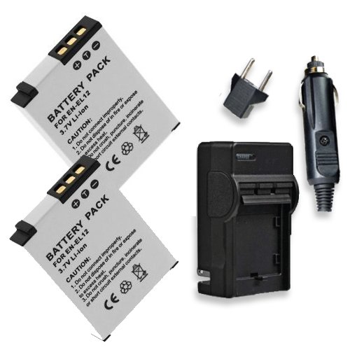 2 Pack Nikon Coolpix Aw100 Power2000 Enel12 Batteries And Charger