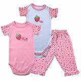 Hudson Baby Sweet Baby 2 Bodysuits and Pants - Pink, 9-12 Months
