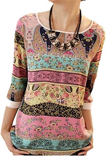 Winite Womens Hubble-bubble sleeve printed chiffon blouse (L, 1)