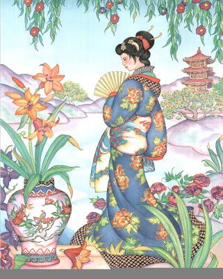 Asian Lady with Fan Art Print POSTER Lithograph – 13×19