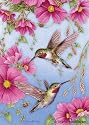 Toland, Hummingbirds with Pink Garden Flag, 12.5" x 18", #117158
