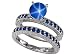 2.05 cttw Sterling Silver 14K White Gold Plated Lab Created Round Star Sapphire Wedding Set - Gold Plated Silver